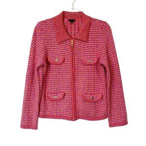 Talbots Sweater‎ Knit Zip Jacket Women's Size Medium Pink